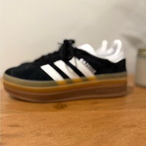 Adidas Black and White Suede Platform Sneakers